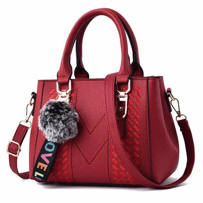 Embroidery Messenger Bags Women Leather Handbags Bags for Women Sac a Main Ladies hair ball Hand Bag RELUX.STORE