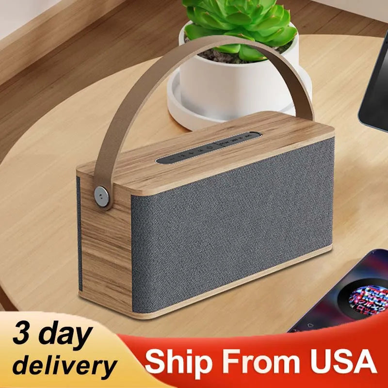 Sansui Wood Retro Portable Speaker Shop America Warehouse Online Home Audio System Surround Sound FM Radio AUX Bluetooth Speaker RELUX.STORE