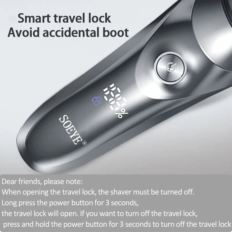 Electric Shaver for Men'S Electric Shaver Smart Razor for Beard Timmer IPX7 Waterproof Wet and Dry Shaving Machine Men Shaver