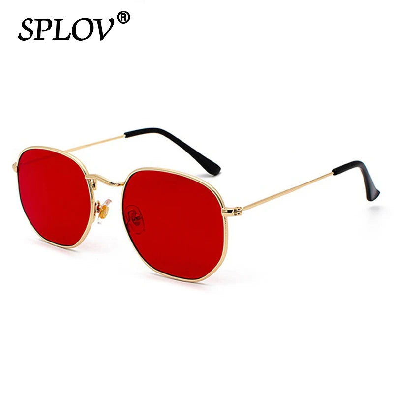 Hexagon Men Women Sunglasses Square Polygon Sun Glasses Brand Designer Retro Shades Metal Frame Eyewear TOP UV400 de sol hombre RELUX.STORE