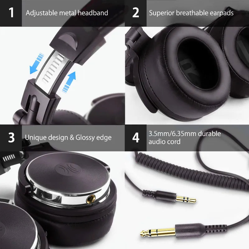 Oneodio Wired Headphones Professional Studio DJ Headphone With Microphone Over Ear Hi-Res Headset Monitoring For Music Phone RELUX.STORE