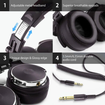 Oneodio Wired Headphones Professional Studio DJ Headphone With Microphone Over Ear Hi-Res Headset Monitoring For Music Phone RELUX.STORE