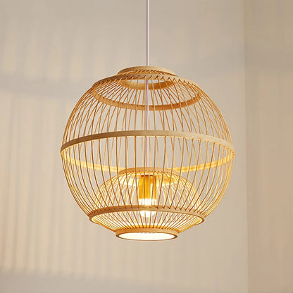 Bamboo Rattan Pendant Lamp Handmade Natural Boho Ceiling Light for Restaurant Cafe Home LED Lighting Fixture Vintage Ethnic Deco