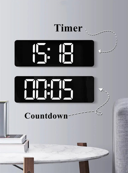 Large Digital Wall Clock Temp Date Week Display Remote Control Power Off Memory Table Clock Wall-mounted Dual Alarms LED Clocks