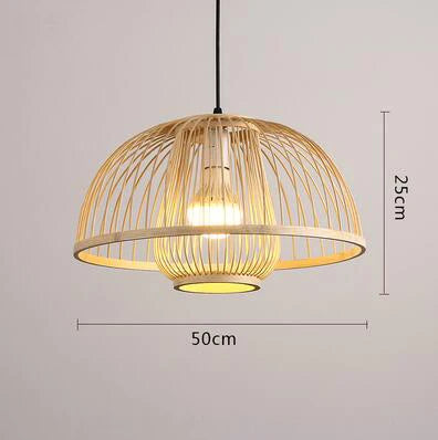 Bamboo Rattan Pendant Lamp Handmade Natural Boho Ceiling Light for Restaurant Cafe Home LED Lighting Fixture Vintage Ethnic Deco