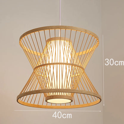 Bamboo Rattan Pendant Lamp Handmade Natural Boho Ceiling Light for Restaurant Cafe Home LED Lighting Fixture Vintage Ethnic Deco