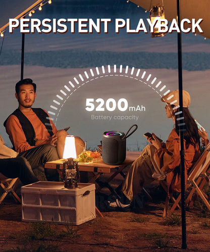 Double Pairing Wireless Speaker 360 Degree Stereo Subwoofer IPX7 Waterproof with Lighting 40W Portable Bluetooth Speaker