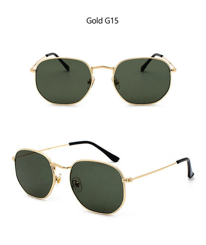 Hexagon Men Women Sunglasses Square Polygon Sun Glasses Brand Designer Retro Shades Metal Frame Eyewear TOP UV400 de sol hombre RELUX.STORE