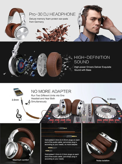 Oneodio Studio Wired Headphones Over Ear Hi-Res Audio Wired Headset With Microphone Studio DJ Stereo Headphones 3.5mm/6.35mm RELUX.STORE