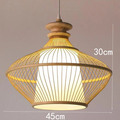 Bamboo Rattan Pendant Lamp Handmade Natural Boho Ceiling Light for Restaurant Cafe Home LED Lighting Fixture Vintage Ethnic Deco