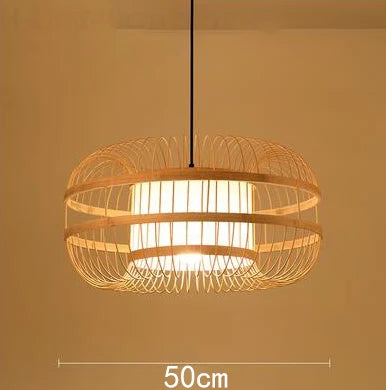 Bamboo Rattan Pendant Lamp Handmade Natural Boho Ceiling Light for Restaurant Cafe Home LED Lighting Fixture Vintage Ethnic Deco