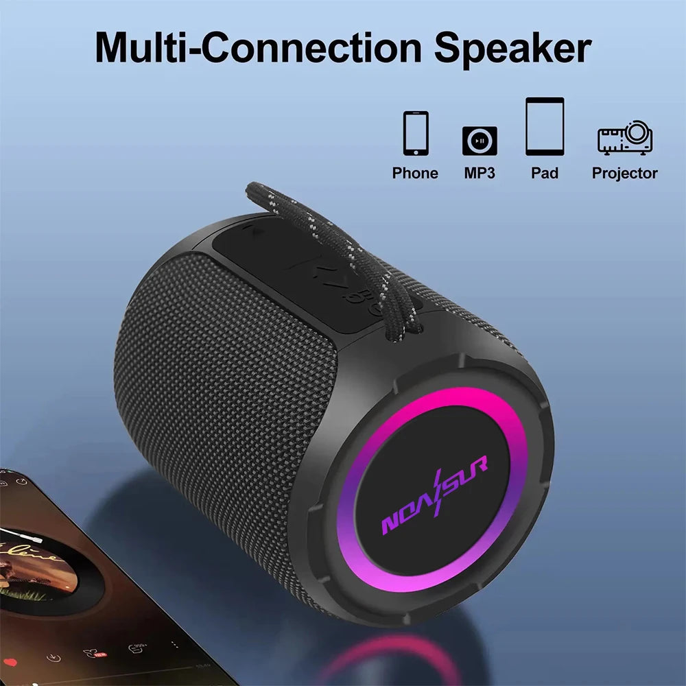 Double Pairing Wireless Speaker 360 Degree Stereo Subwoofer IPX7 Waterproof with Lighting 40W Portable Bluetooth Speaker