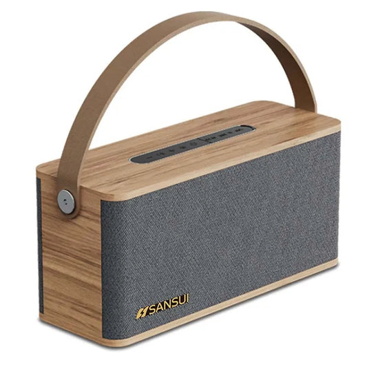 Sansui Wood Retro Portable Speaker Shop America Warehouse Online Home Audio System Surround Sound FM Radio AUX Bluetooth Speaker RELUX.STORE