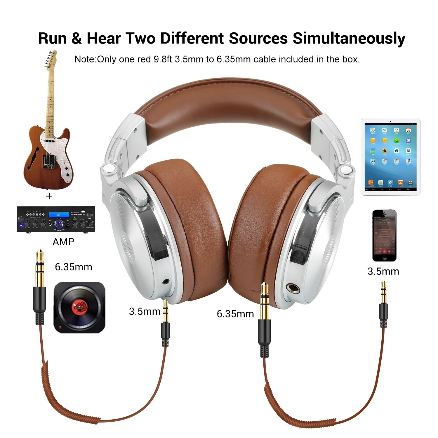 Oneodio Studio Wired Headphones Over Ear Hi-Res Audio Wired Headset With Microphone Studio DJ Stereo Headphones 3.5mm/6.35mm RELUX.STORE