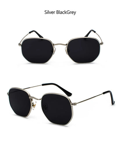 Hexagon Men Women Sunglasses Square Polygon Sun Glasses Brand Designer Retro Shades Metal Frame Eyewear TOP UV400 de sol hombre RELUX.STORE