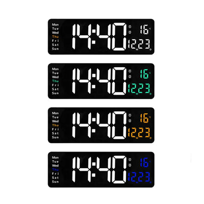 Large Digital Wall Clock Temp Date Week Display Remote Control Power Off Memory Table Clock Wall-mounted Dual Alarms LED Clocks