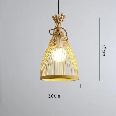 Bamboo Rattan Pendant Lamp Handmade Natural Boho Ceiling Light for Restaurant Cafe Home LED Lighting Fixture Vintage Ethnic Deco