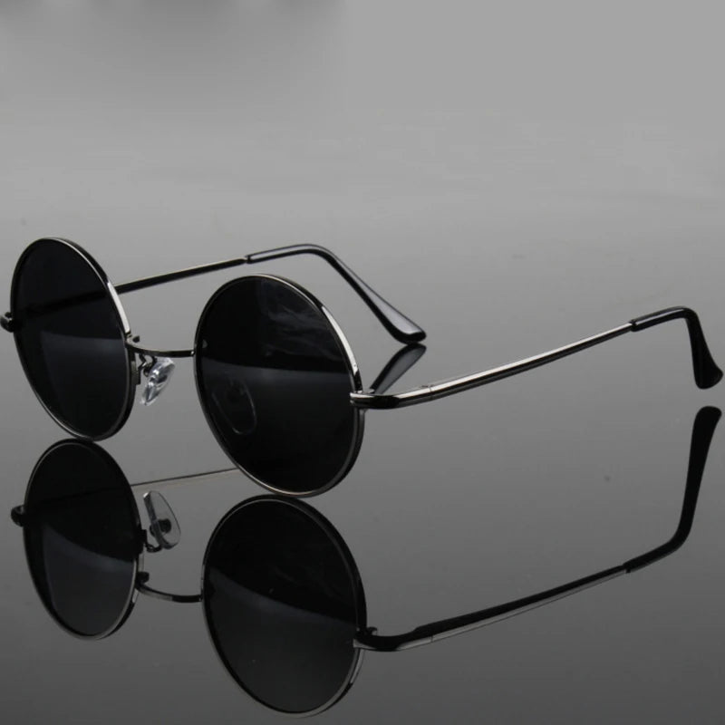 Retro Vintage Round Polarized Sunglasses Men Brand Designer Sun Glasses Women Alloy Metal Frame Black Lens Eyewear Driving UV400 RELUX.STORE