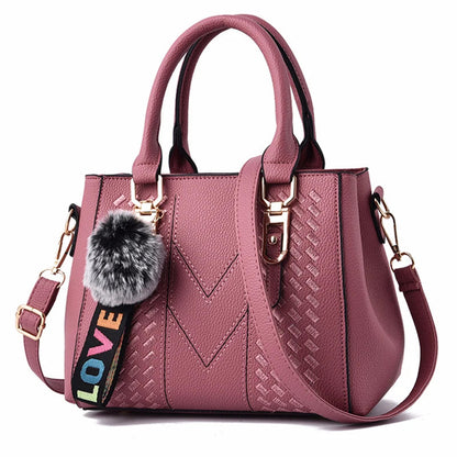 Embroidery Messenger Bags Women Leather Handbags Bags for Women Sac a Main Ladies hair ball Hand Bag RELUX.STORE