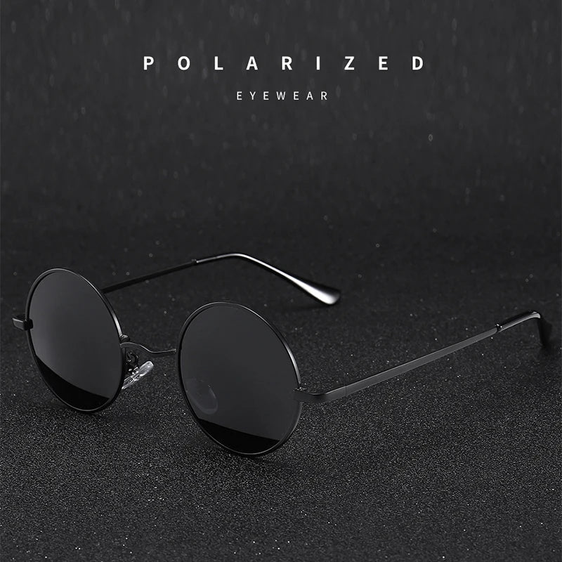 Retro Vintage Round Polarized Sunglasses Men Brand Designer Sun Glasses Women Alloy Metal Frame Black Lens Eyewear Driving UV400 RELUX.STORE