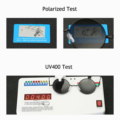 Retro Vintage Round Polarized Sunglasses Men Brand Designer Sun Glasses Women Alloy Metal Frame Black Lens Eyewear Driving UV400 RELUX.STORE