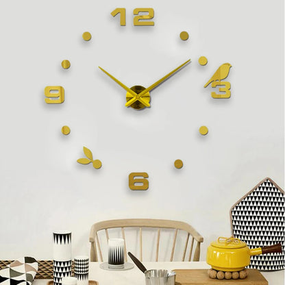 DIY 3D Wall Clock Large Decorative Acrylic Mirror Wall Sticker Clocks Quartz Movement Living Room Customized Logo Single Face
