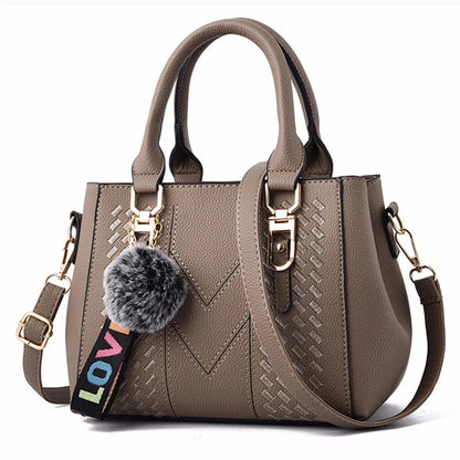 Embroidery Messenger Bags Women Leather Handbags Bags for Women Sac a Main Ladies hair ball Hand Bag RELUX.STORE