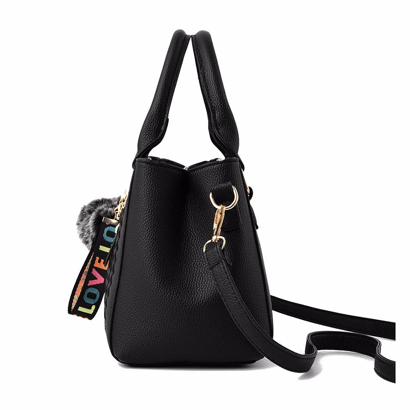 Embroidery Messenger Bags Women Leather Handbags Bags for Women Sac a Main Ladies hair ball Hand Bag RELUX.STORE