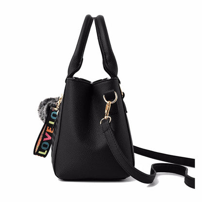Embroidery Messenger Bags Women Leather Handbags Bags for Women Sac a Main Ladies hair ball Hand Bag RELUX.STORE