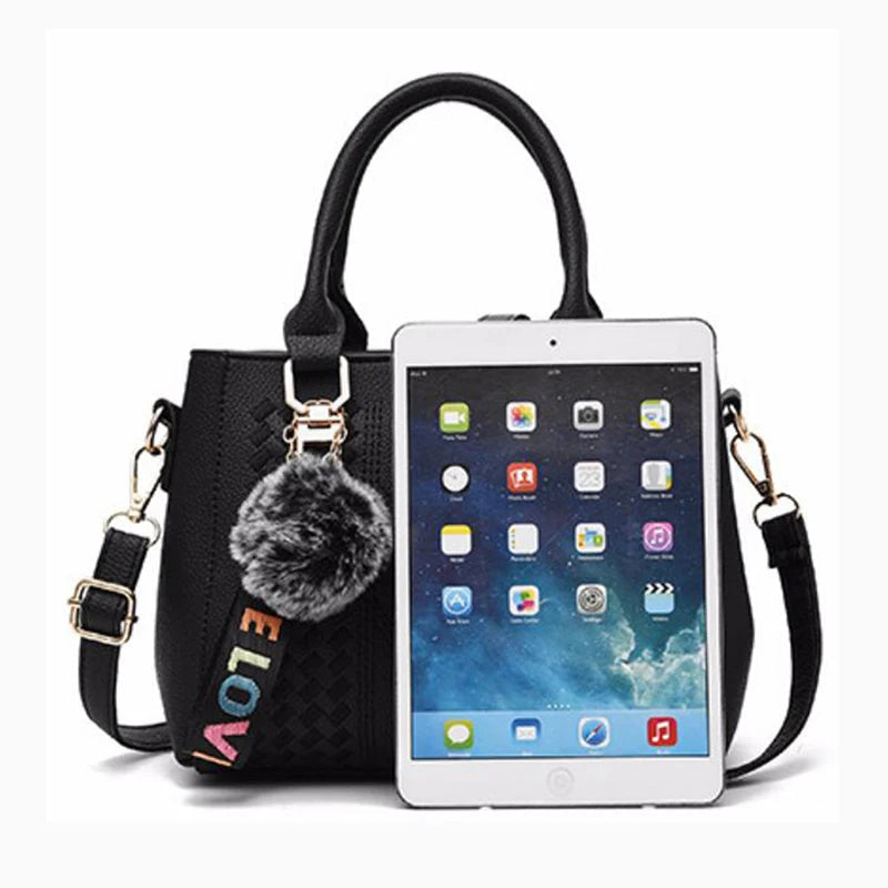 Embroidery Messenger Bags Women Leather Handbags Bags for Women Sac a Main Ladies hair ball Hand Bag RELUX.STORE