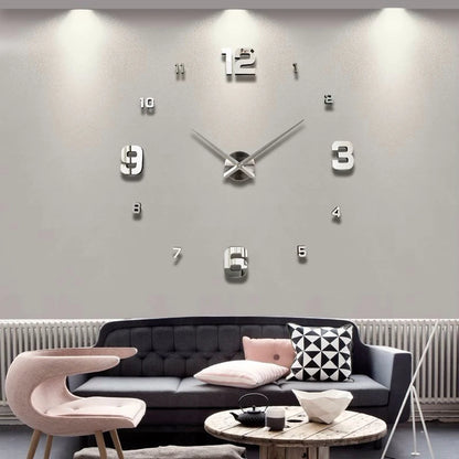 DIY 3D Wall Clock Large Decorative Acrylic Mirror Wall Sticker Clocks Quartz Movement Living Room Customized Logo Single Face