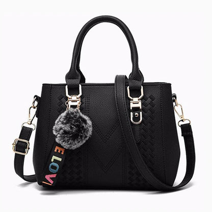 Embroidery Messenger Bags Women Leather Handbags Bags for Women Sac a Main Ladies hair ball Hand Bag RELUX.STORE