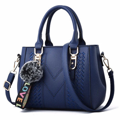 Embroidery Messenger Bags Women Leather Handbags Bags for Women Sac a Main Ladies hair ball Hand Bag RELUX.STORE