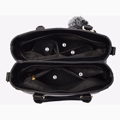 Embroidery Messenger Bags Women Leather Handbags Bags for Women Sac a Main Ladies hair ball Hand Bag RELUX.STORE