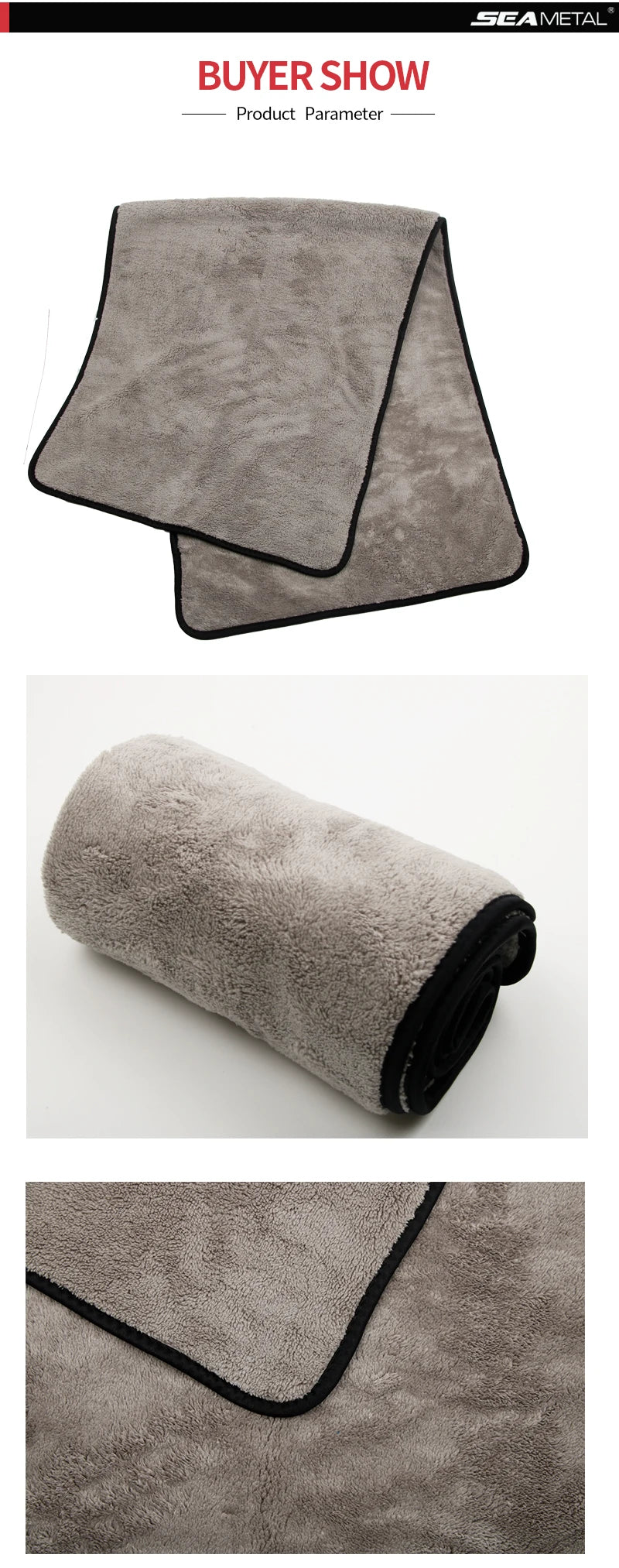 SEAMETAL Multi Sizes Car Microfiber Towel Upgraded Ultra-Soft Auto Drying Cleaning Cloth Super Absorbent Scratch-Free Towels