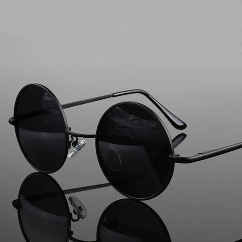 Retro Vintage Round Polarized Sunglasses Men Brand Designer Sun Glasses Women Alloy Metal Frame Black Lens Eyewear Driving UV400 RELUX.STORE