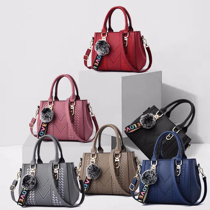 Embroidery Messenger Bags Women Leather Handbags Bags for Women Sac a Main Ladies hair ball Hand Bag RELUX.STORE