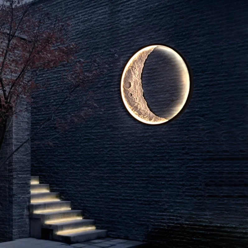 Modern Villa Outdoor Light Terrace Garden View Courtyard Balcony Crescent Solar Wall Light RELUX.STORE