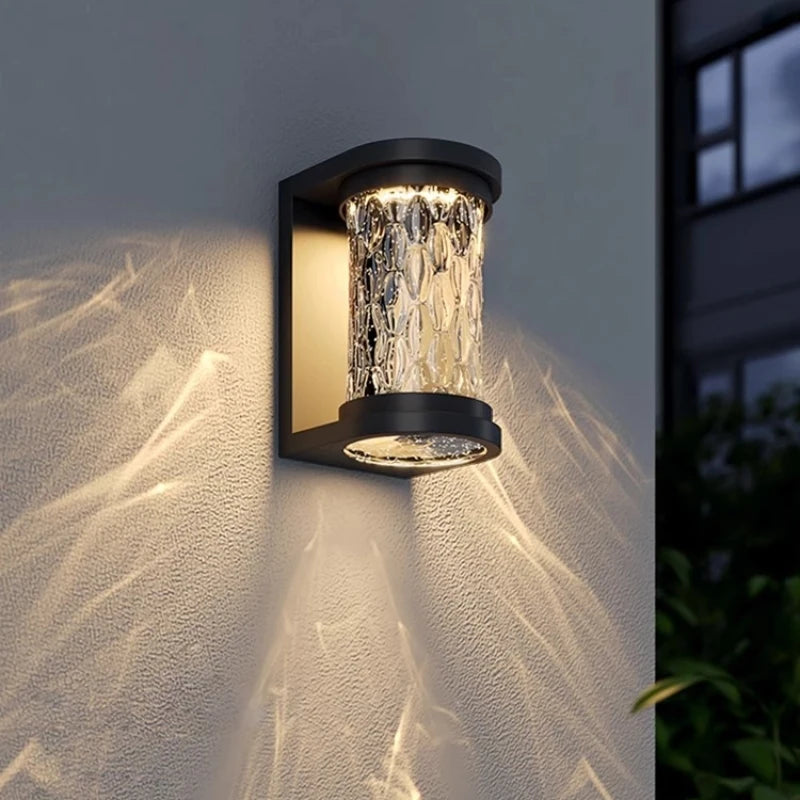 Outdoor Waterproof LED Wall Lamp for Villa Courtyard Doorway Pillar Balcony-Solar Powered Cylinder Shape Polycarbonate Diffuser