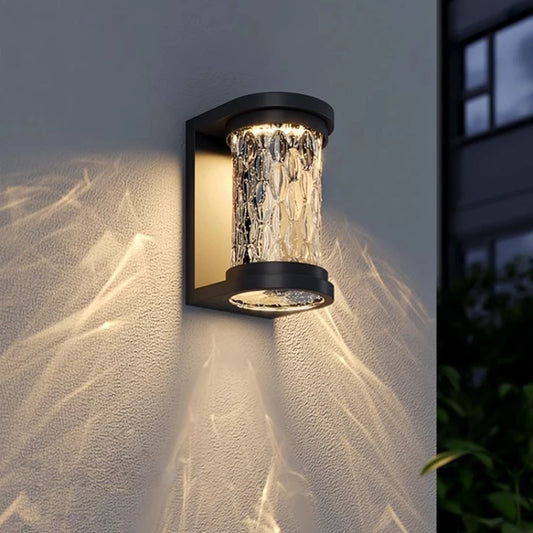 Outdoor Waterproof LED Wall Lamp for Villa Courtyard Doorway Pillar Balcony-Solar Powered Cylinder Shape Polycarbonate Diffuser