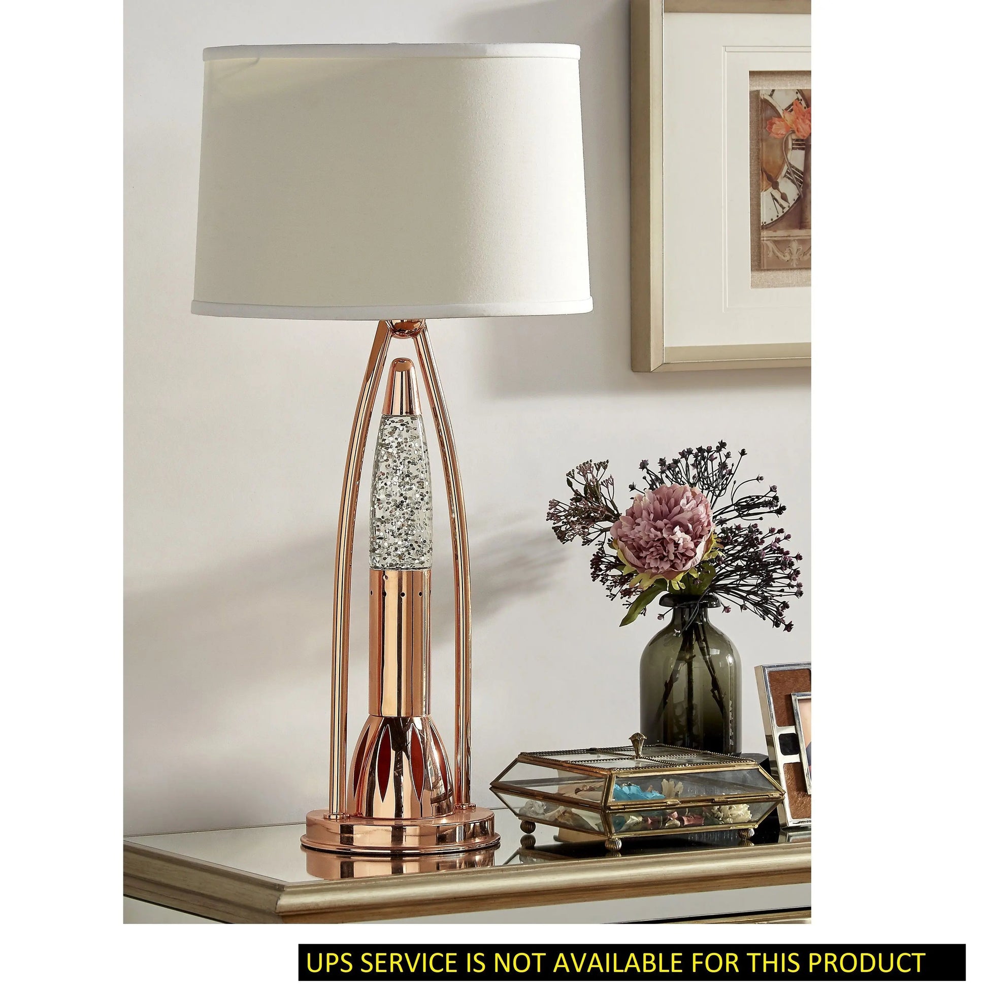 DB Modern Design Home Decor 1pc Water Dancing Table Lamp Beautiful Luxurious Sparkling Night Lamp with Dome Shade Copper Finish RELUX.STORE