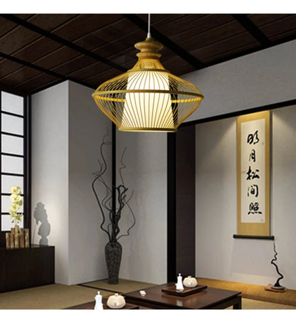 Bamboo Rattan Pendant Lamp Handmade Natural Boho Ceiling Light for Restaurant Cafe Home LED Lighting Fixture Vintage Ethnic Deco