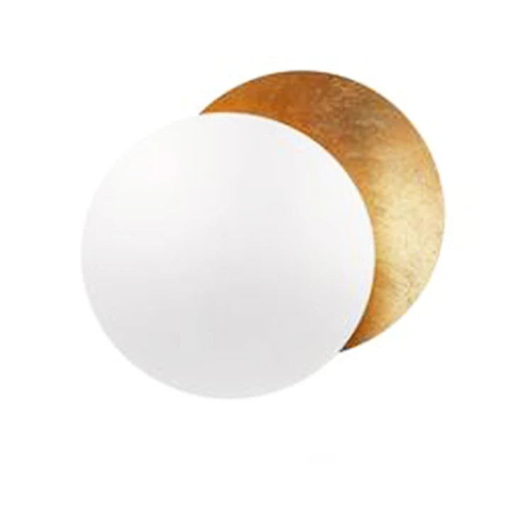Creative Moon Eclipse Aisle Wall Light Corridor Bedside Lamp Living Room Round Gold Copper LED Sconce