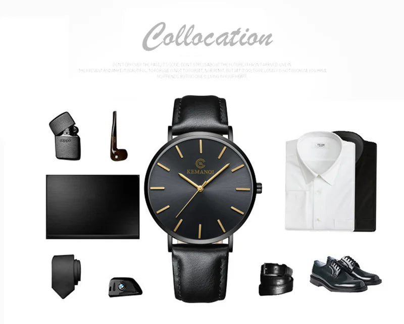 2025 Luxury Business Men Watches Men Gold Watch Ultra Thin Mens Watches Leather Quartz Watch Man Wristwatch horloge mannen