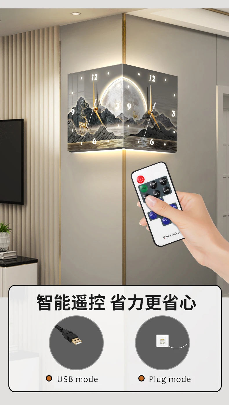 Modern Double-Sided White Whale Acrylic Wall Clock Unique Silent Running Needle Electric Backlight Digital Installation Artistic