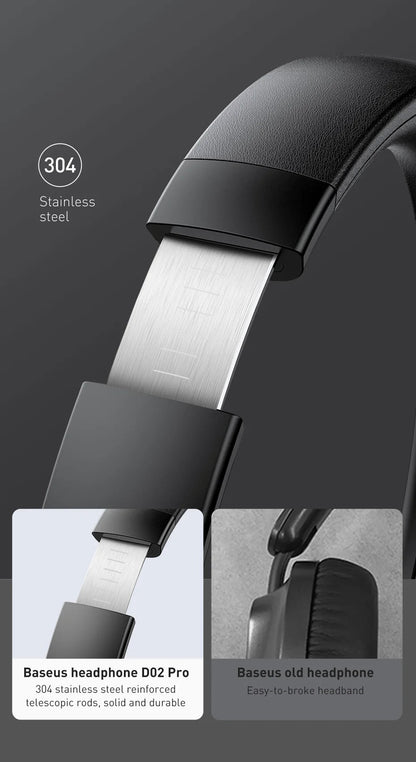Baseus D02 Pro Wireless Headphones Bluetooth Earphone 5.3 Foldable Headset Sport Over the Ear Headphone Gaming Bluetooth Earbuds RELUX.STORE