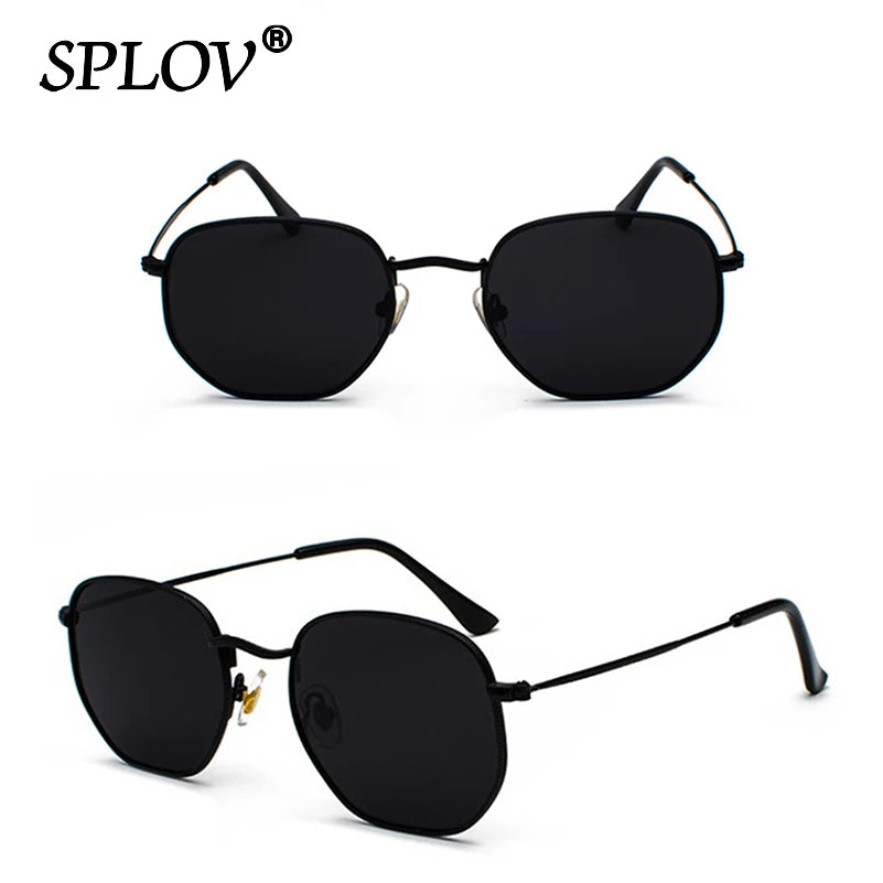 Hexagon Men Women Sunglasses Square Polygon Sun Glasses Brand Designer Retro Shades Metal Frame Eyewear TOP UV400 de sol hombre RELUX.STORE