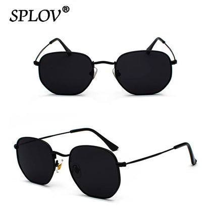 Hexagon Men Women Sunglasses Square Polygon Sun Glasses Brand Designer Retro Shades Metal Frame Eyewear TOP UV400 de sol hombre RELUX.STORE