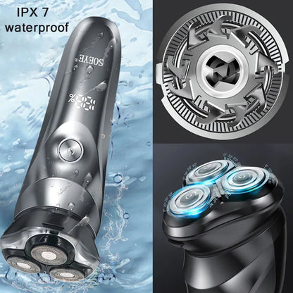 Electric Shaver for Men'S Electric Shaver Smart Razor for Beard Timmer IPX7 Waterproof Wet and Dry Shaving Machine Men Shaver