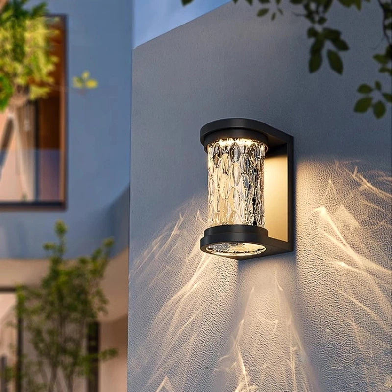 Outdoor Waterproof LED Wall Lamp for Villa Courtyard Doorway Pillar Balcony-Solar Powered Cylinder Shape Polycarbonate Diffuser